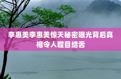 李惠美李惠美惊天秘密曝光背后真相令人瞠目结舌
