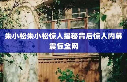 朱小松朱小松惊人揭秘背后惊人内幕震惊全网