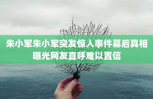 朱小军朱小军突发惊人事件幕后真相曝光网友直呼难以置信