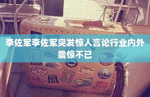 李佐军李佐军突发惊人言论行业内外震惊不已