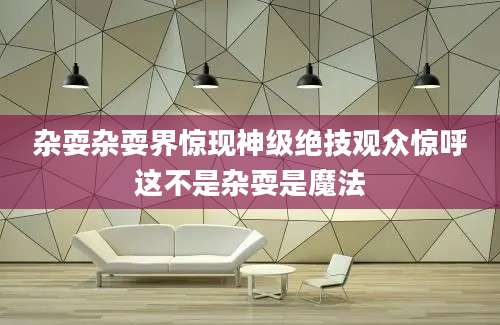 杂耍杂耍界惊现神级绝技观众惊呼这不是杂耍是魔法