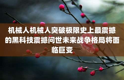 机械人机械人突破极限史上最震撼的黑科技震撼问世未来战争格局将面临巨变