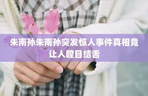 朱南孙朱南孙突发惊人事件真相竟让人瞠目结舌