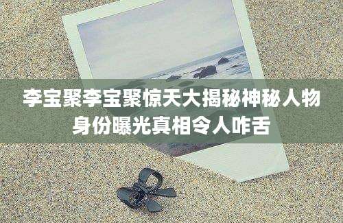 李宝聚李宝聚惊天大揭秘神秘人物身份曝光真相令人咋舌