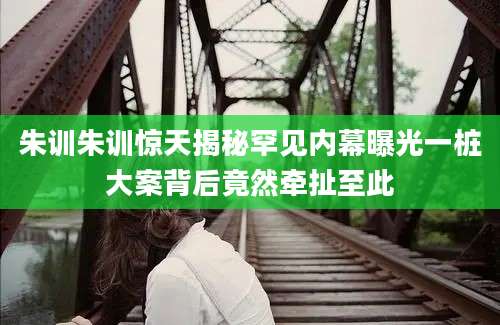 朱训朱训惊天揭秘罕见内幕曝光一桩大案背后竟然牵扯至此