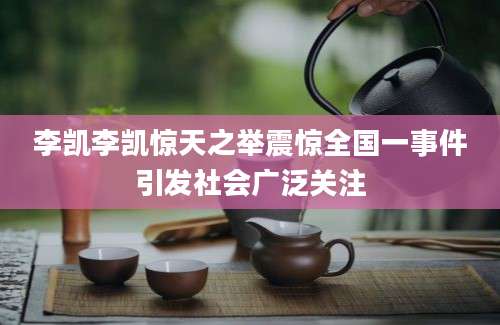 李凯李凯惊天之举震惊全国一事件引发社会广泛关注