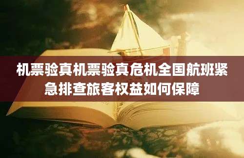 机票验真机票验真危机全国航班紧急排查旅客权益如何保障