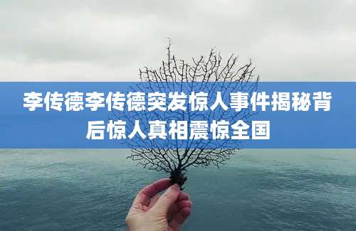 李传德李传德突发惊人事件揭秘背后惊人真相震惊全国