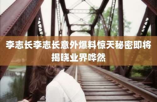 李志长李志长意外爆料惊天秘密即将揭晓业界哗然
