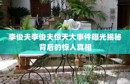 李俊夫李俊夫惊天大事件曝光揭秘背后的惊人真相