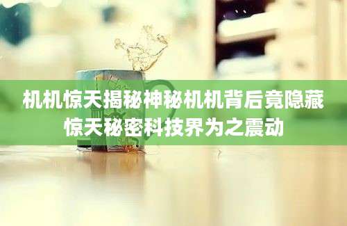 机机惊天揭秘神秘机机背后竟隐藏惊天秘密科技界为之震动