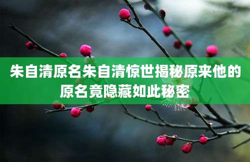 朱自清原名朱自清惊世揭秘原来他的原名竟隐藏如此秘密