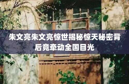 朱文亮朱文亮惊世揭秘惊天秘密背后竟牵动全国目光
