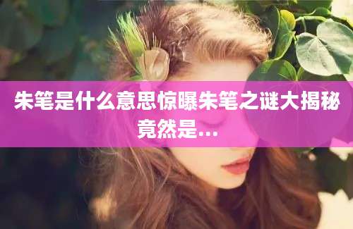 朱笔是什么意思惊曝朱笔之谜大揭秘竟然是...