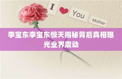 李宝东李宝东惊天揭秘背后真相曝光业界震动