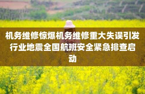 机务维修惊爆机务维修重大失误引发行业地震全国航班安全紧急排查启动