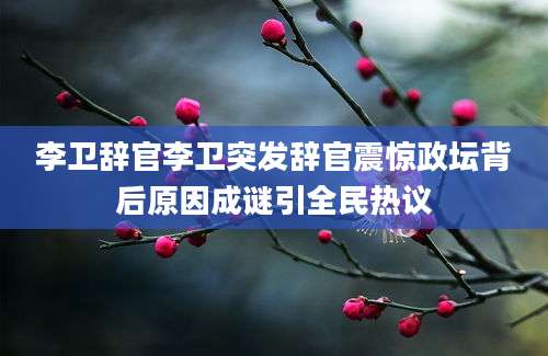 李卫辞官李卫突发辞官震惊政坛背后原因成谜引全民热议