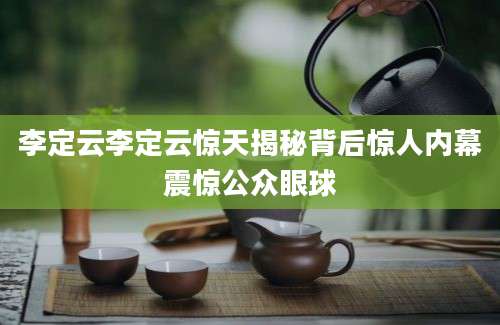 李定云李定云惊天揭秘背后惊人内幕震惊公众眼球