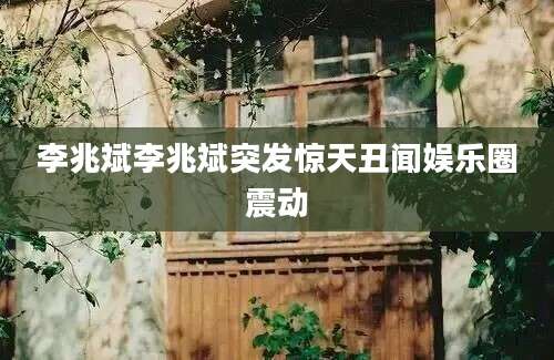 李兆斌李兆斌突发惊天丑闻娱乐圈震动