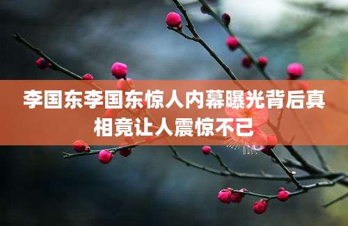 李国东李国东惊人内幕曝光背后真相竟让人震惊不已