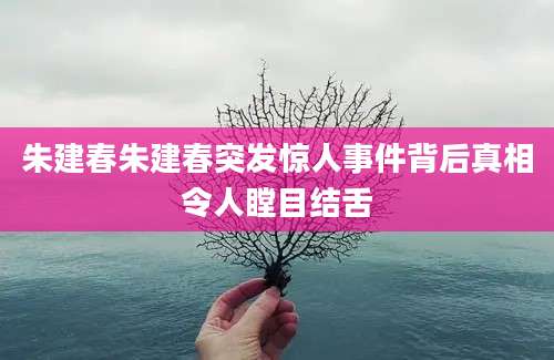 朱建春朱建春突发惊人事件背后真相令人瞠目结舌