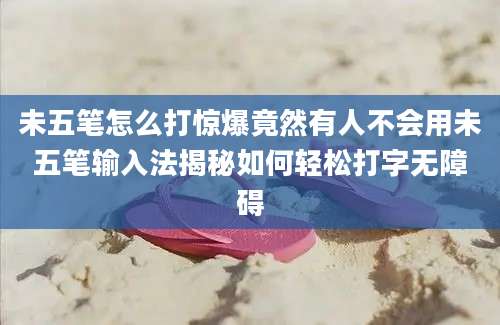 未五笔怎么打惊爆竟然有人不会用未五笔输入法揭秘如何轻松打字无障碍